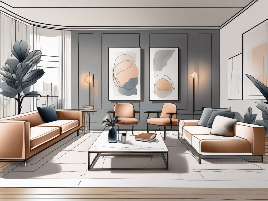 A well-staged living room with high-end furniture
