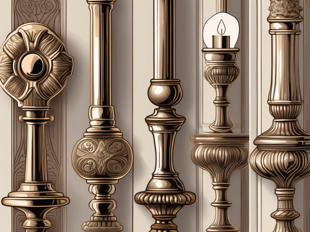 Vintage brass fixtures such as ornate door knobs