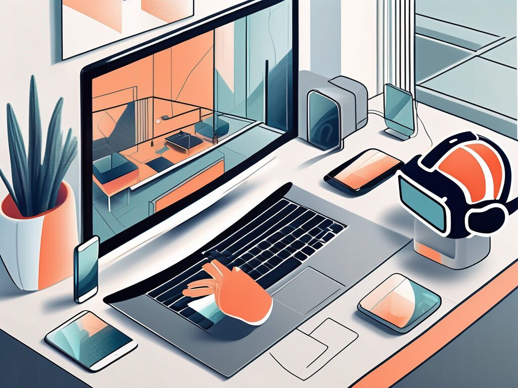 A modern home with various digital devices like a laptop