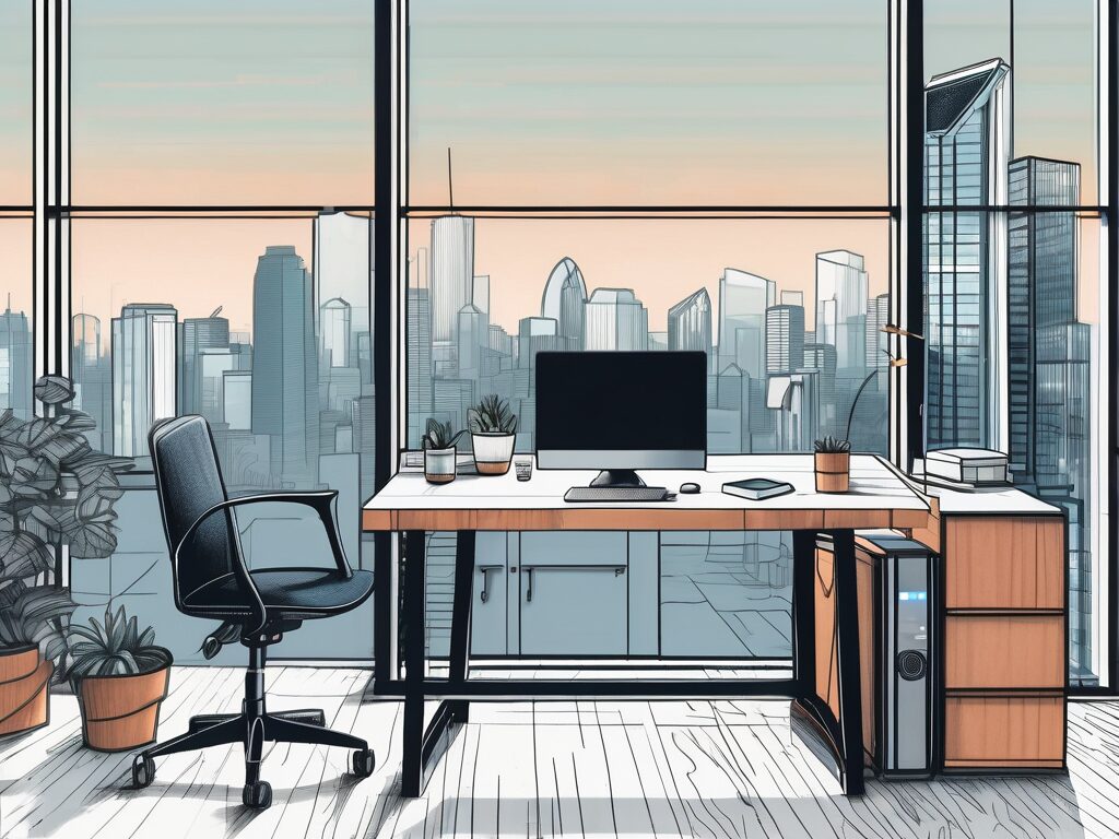 A home office setup with real estate related items