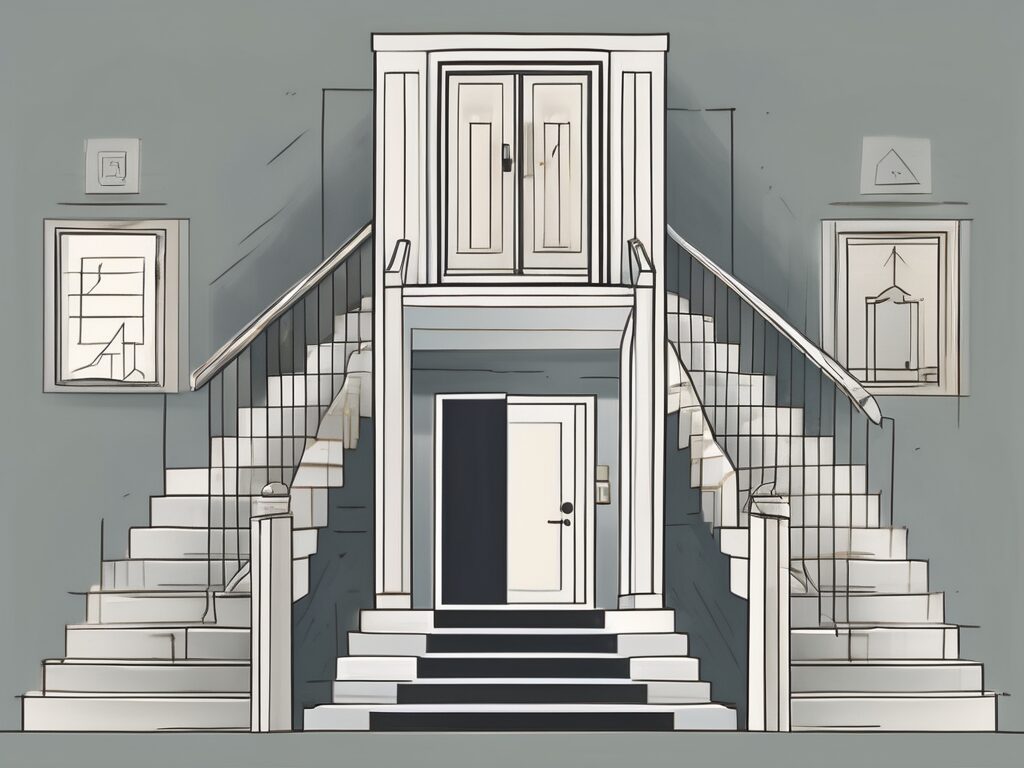 A 5-step staircase leading to a symbolic door representing success