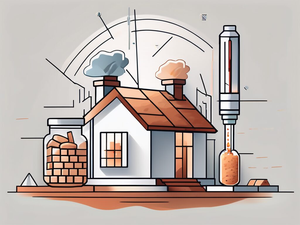 A landscape featuring symbolic elements such as a house (representing real estate)