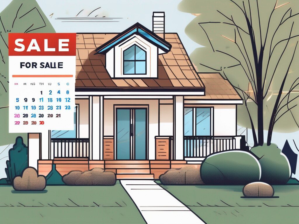 A house with a 'for sale' sign in the front yard