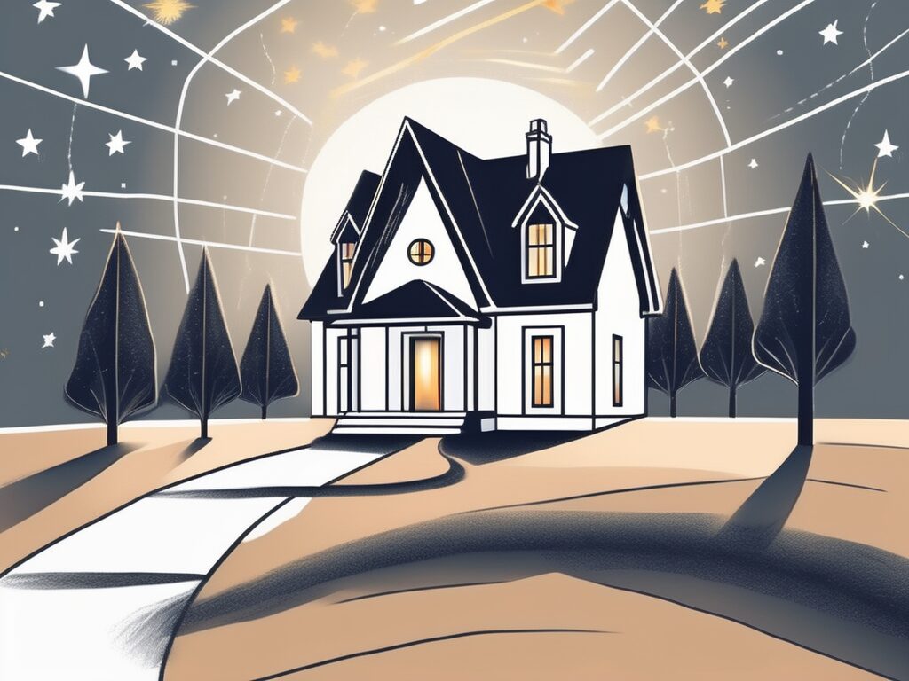 A symbolic representation of a house being transformed into a shining star