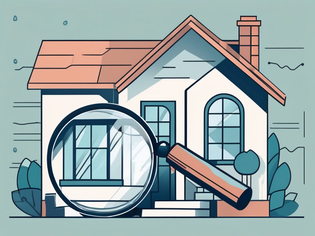 A home with a large magnifying glass hovering over it