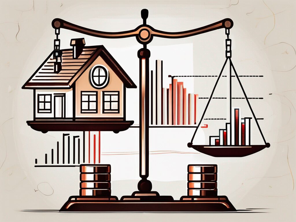 A house and a stock market chart