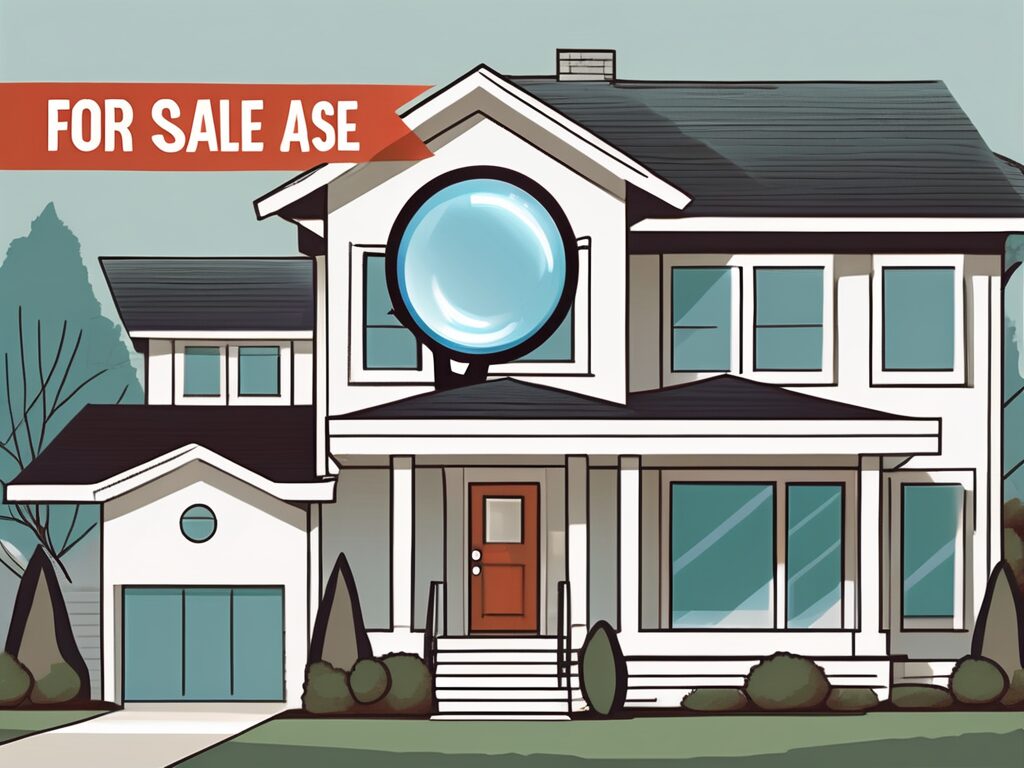 An open house with a visible 'for sale' sign in the front yard