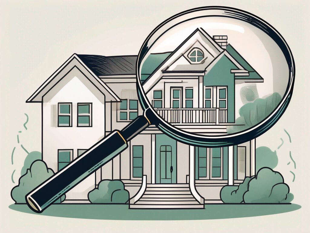 A house with a dollar sign above it and a magnifying glass hovering over it