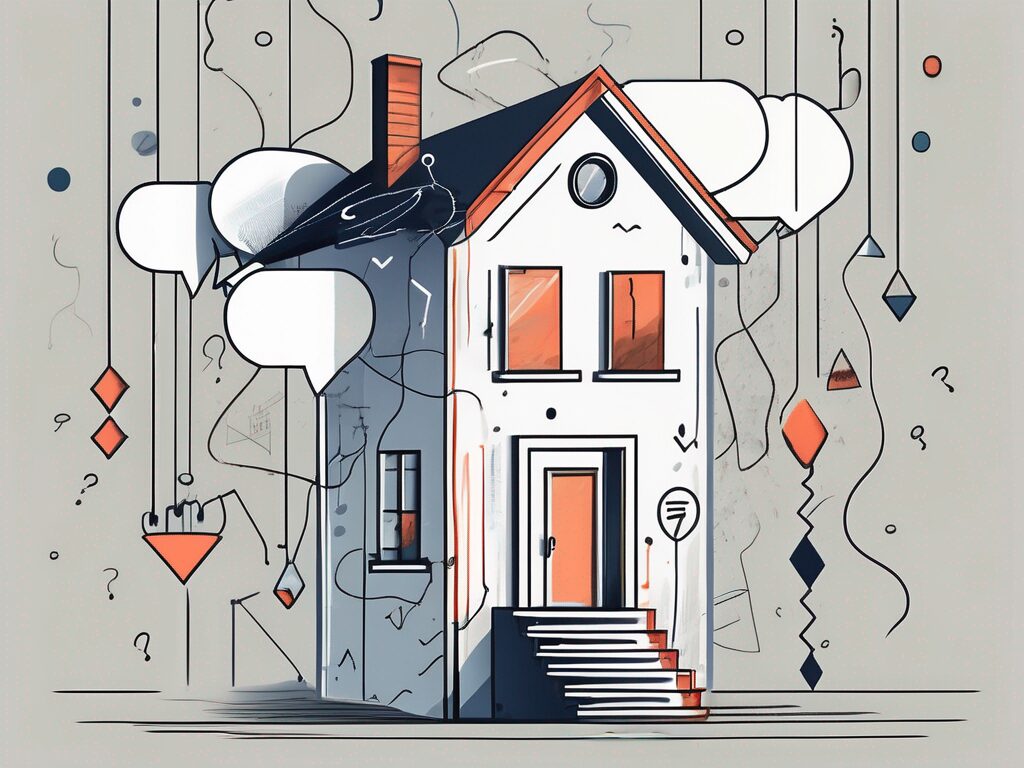 A house with a large price tag hanging from it