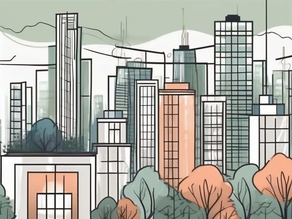 A charming house nestled between city skyscrapers and a serene countryside