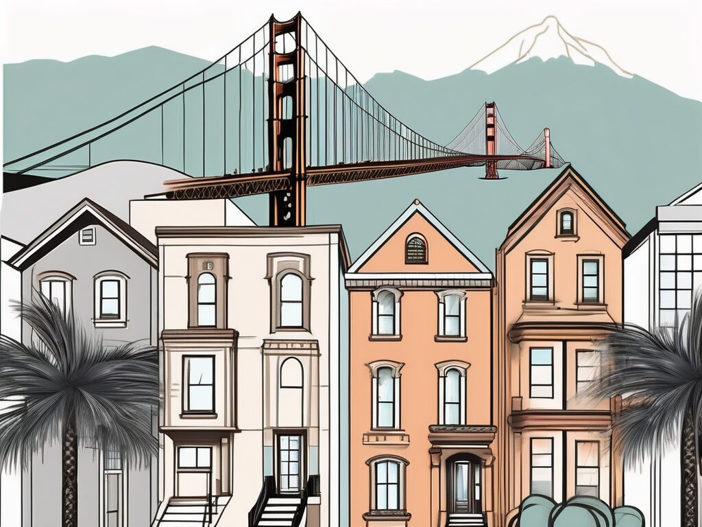 A diverse range of architectural styles of houses and skyscrapers