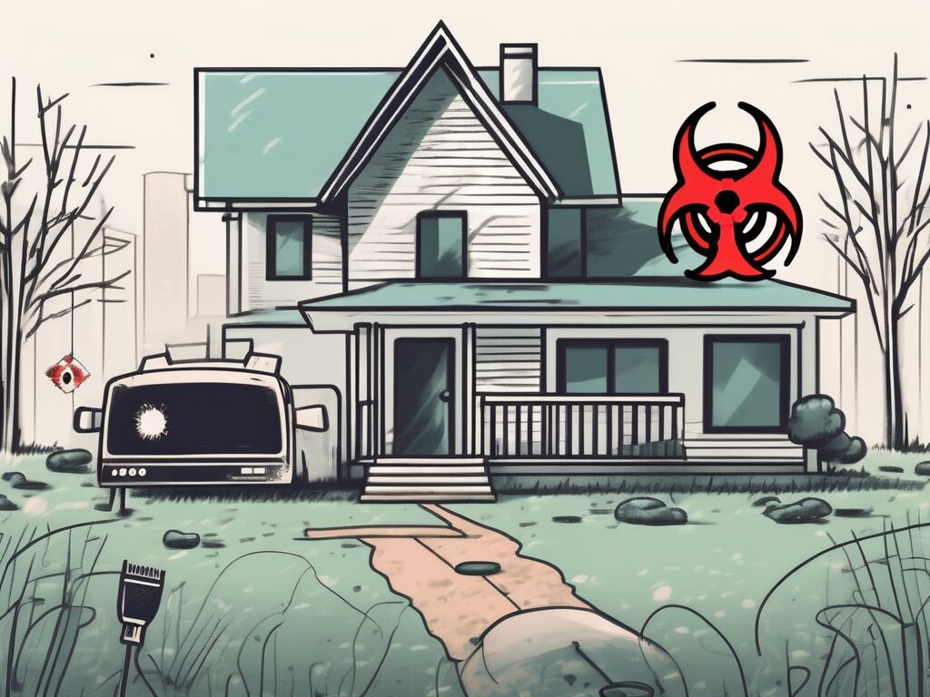 A house with a 'for sale' sign in the yard