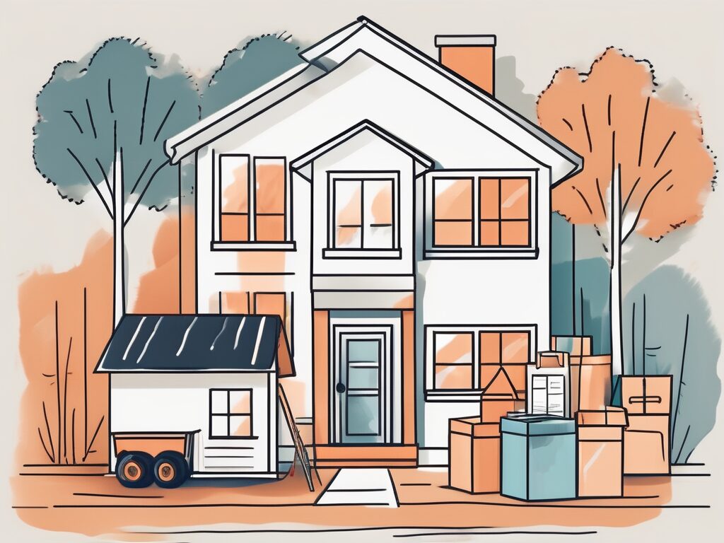A house with open boxes filled with various household items