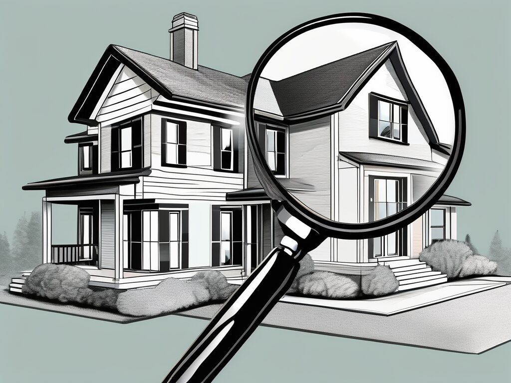 A magnifying glass hovering over a detailed model home