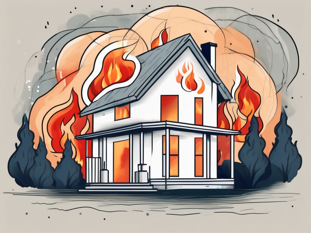 A house surrounded by flames