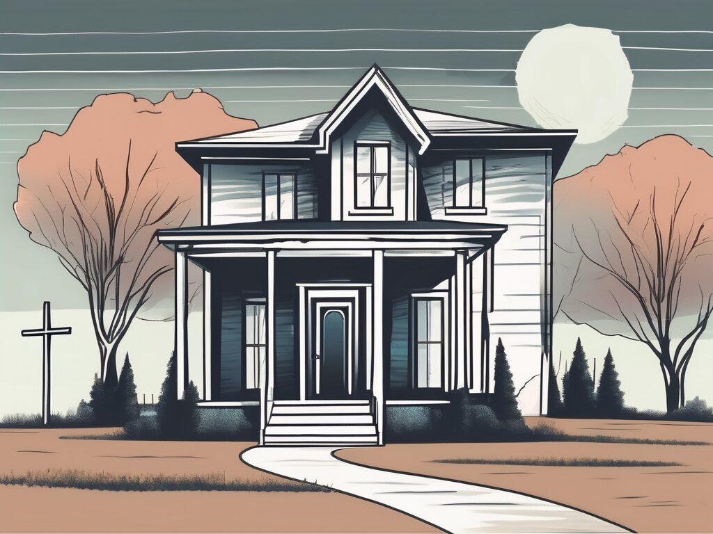 A house with a for sale sign in the foreground