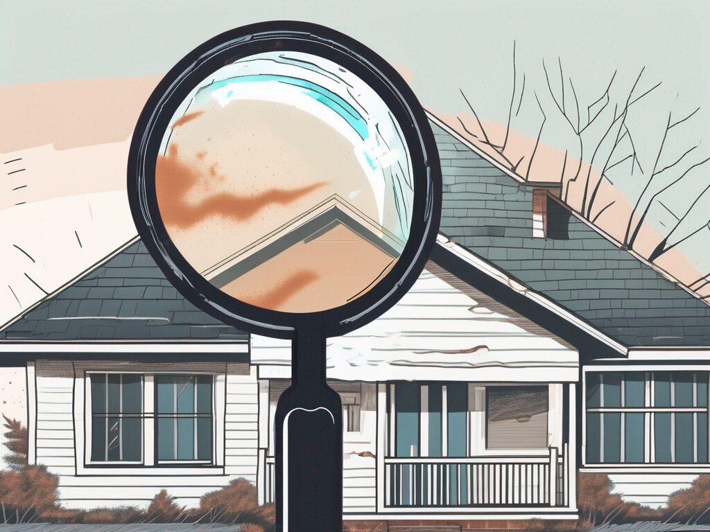 A house with visible repair needs such as a leaky roof and peeling paint