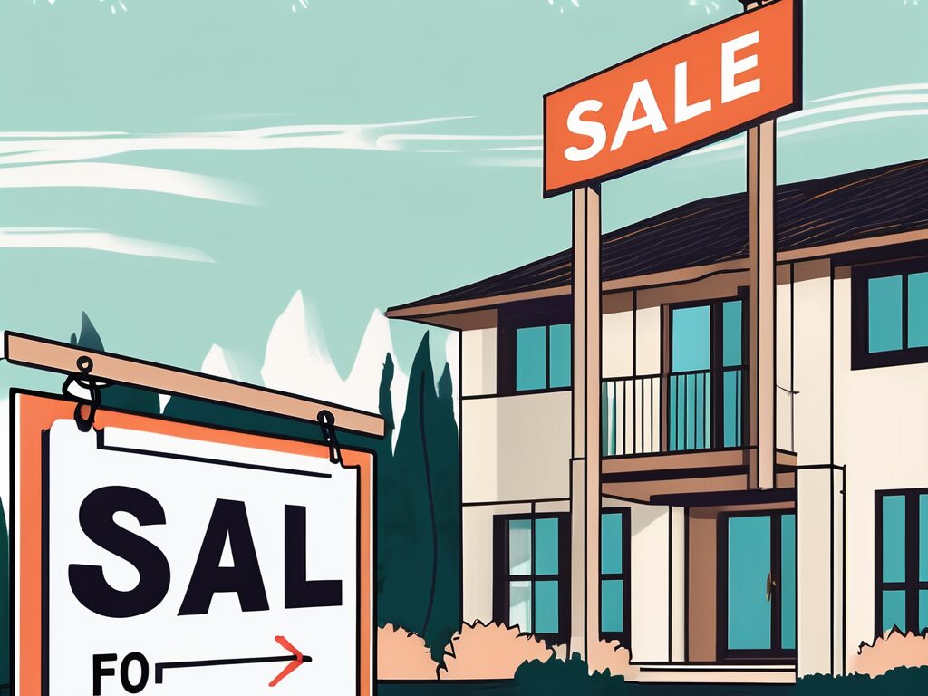 A beautifully designed house with a "for sale" sign on a sunny california backdrop