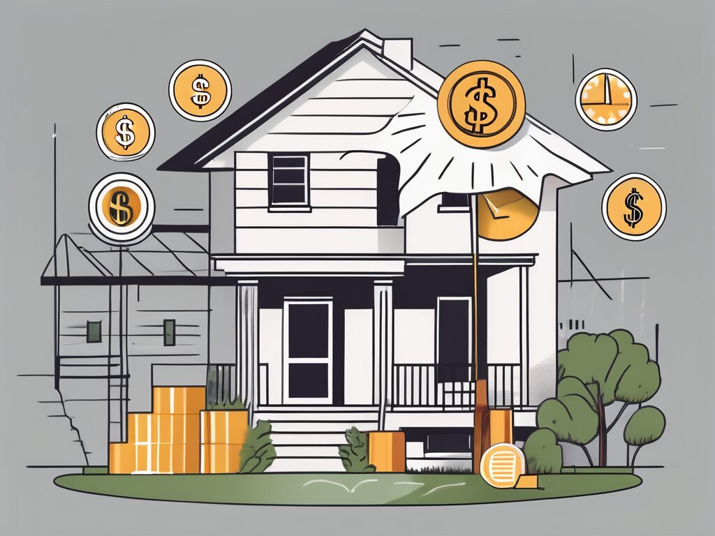 A house with a for-sale sign in the front yard