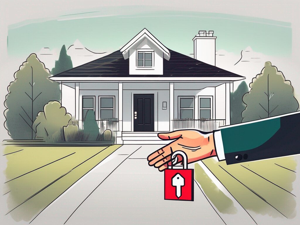 A house with a 'for sale' sign in the front yard