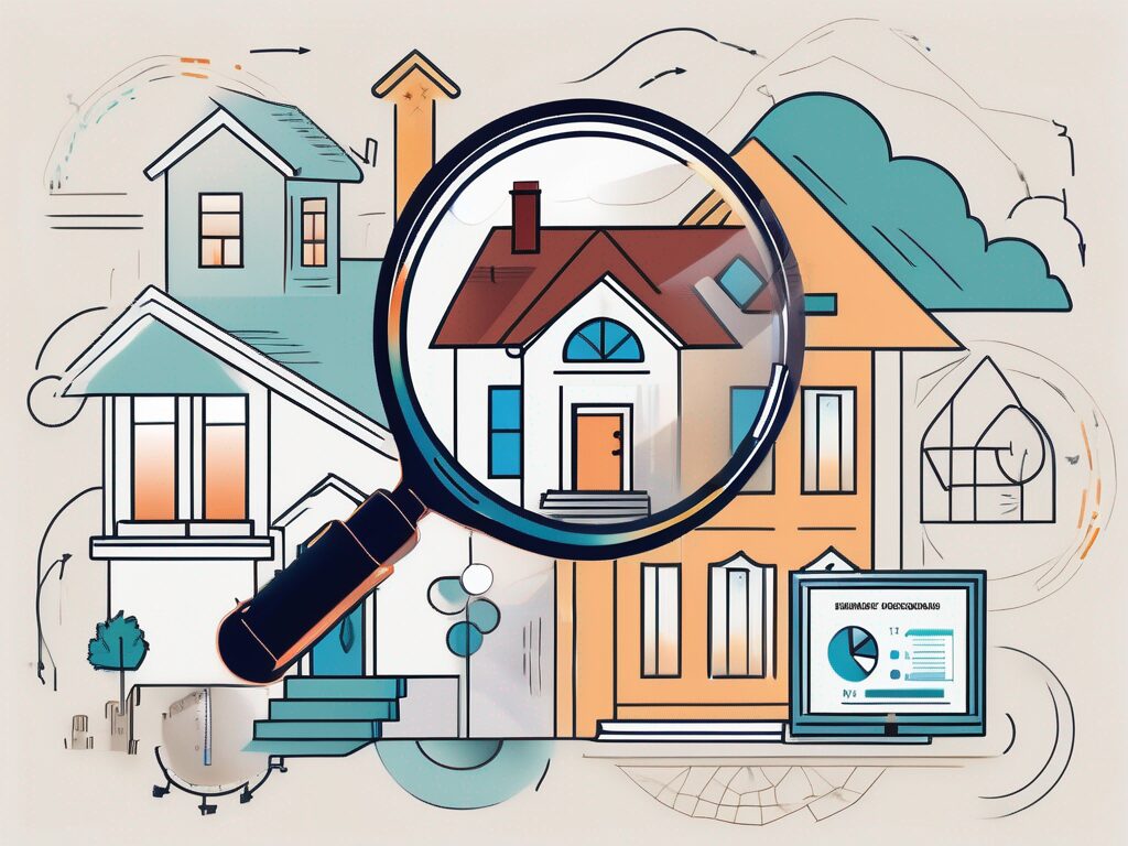 A magnifying glass hovering over a house