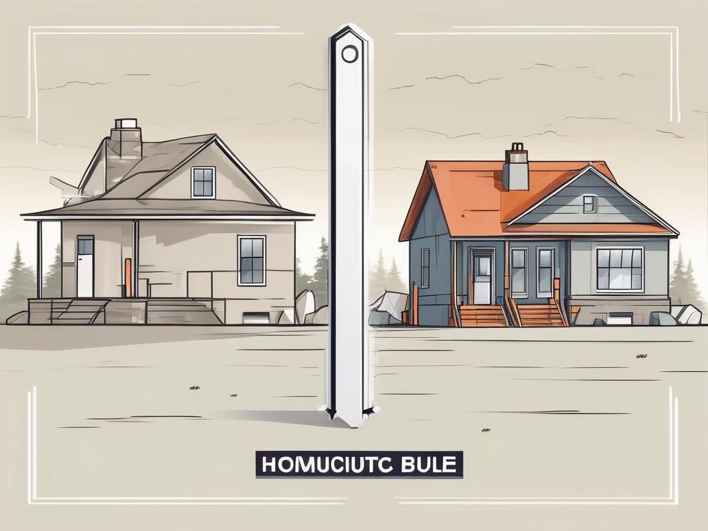 A half-built house with construction tools on one side