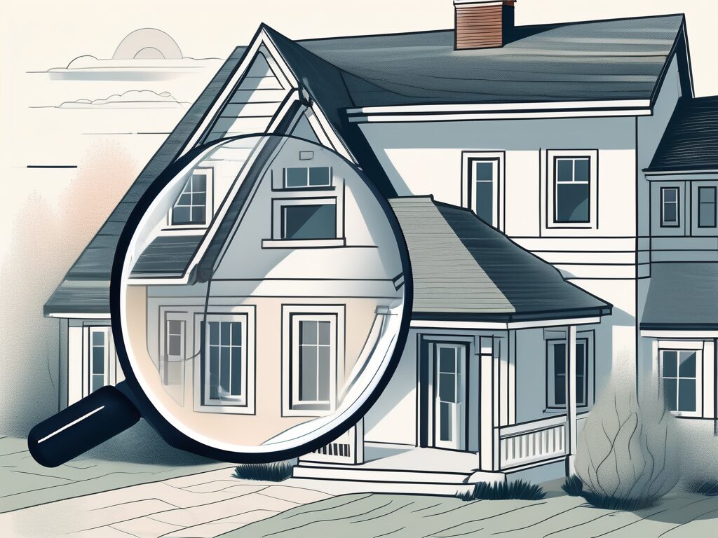 A traditional house with a large magnifying glass hovering over it