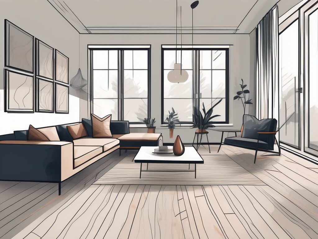 A stylish living room with laminate flooring