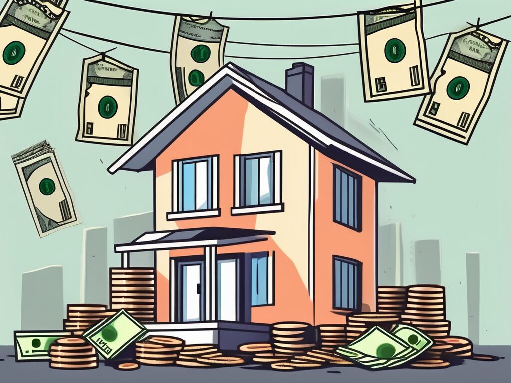 A house with a price tag hanging off it