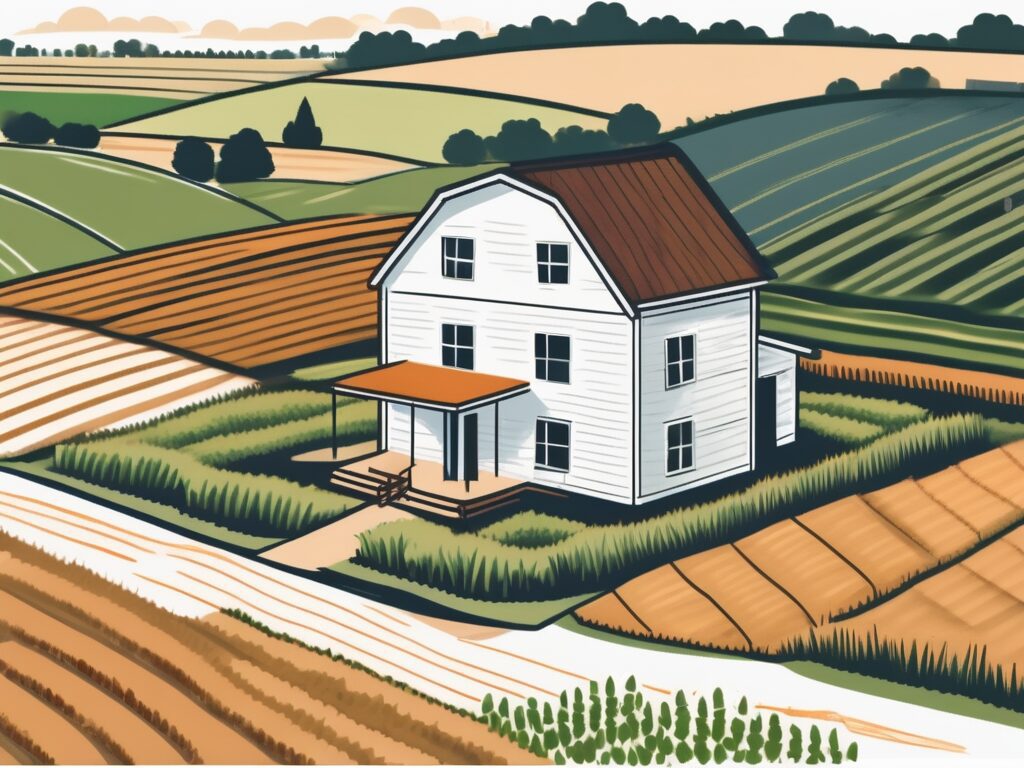 A rural landscape with a house under construction