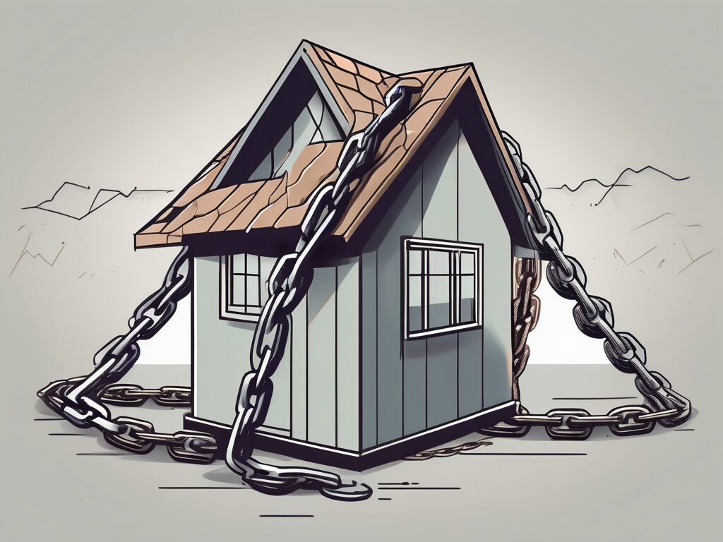 A house with chains breaking off of it