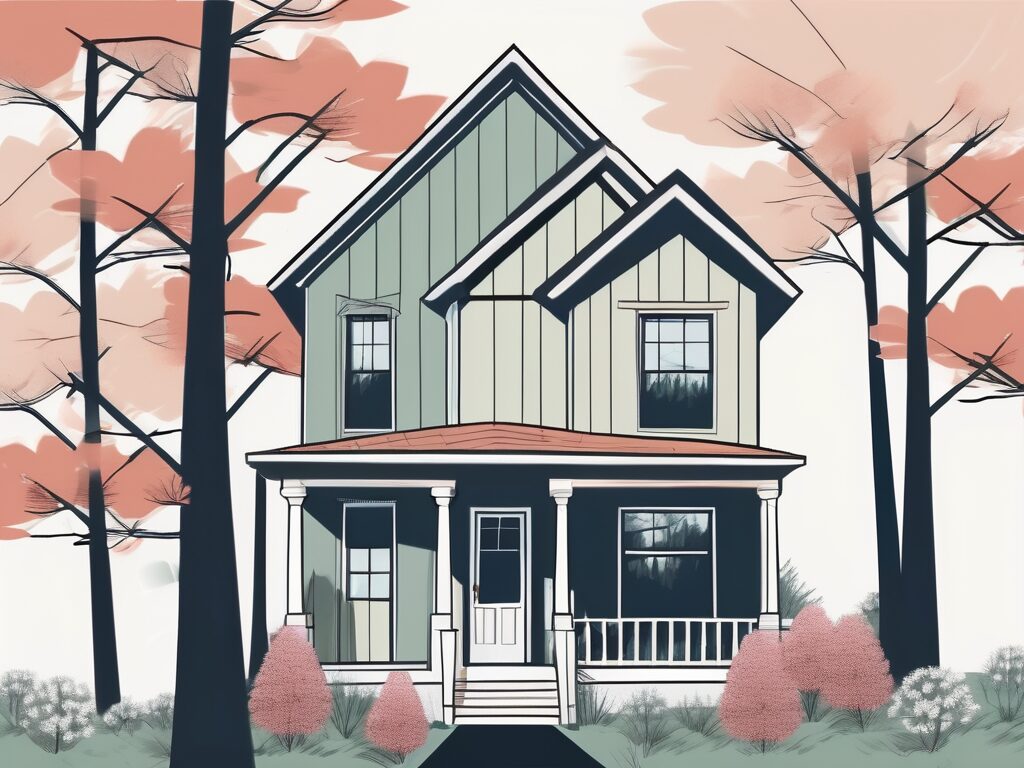 A charming house with a "for sale" sign in the front yard