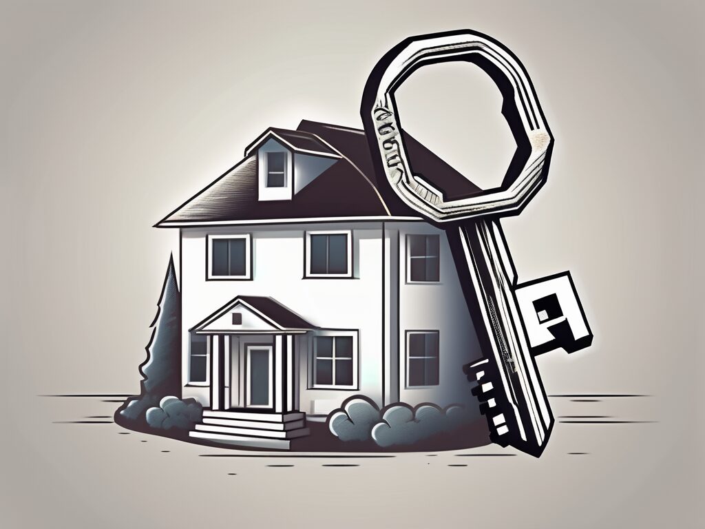 A house with a large key above it