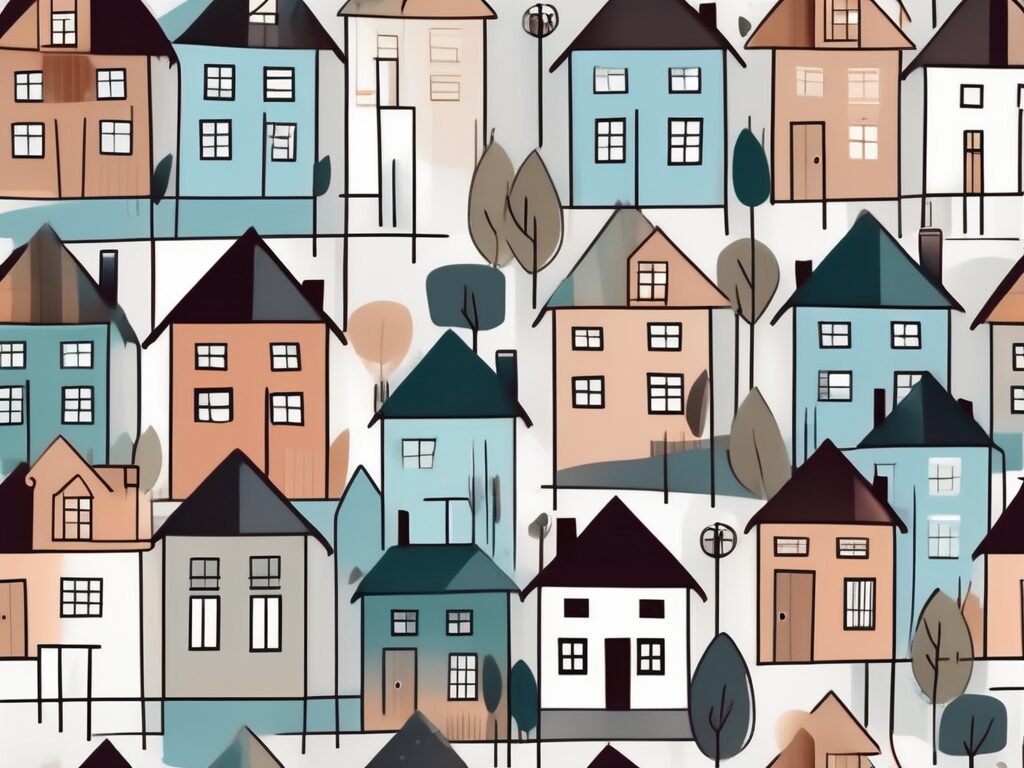A diverse neighborhood with different types of affordable houses