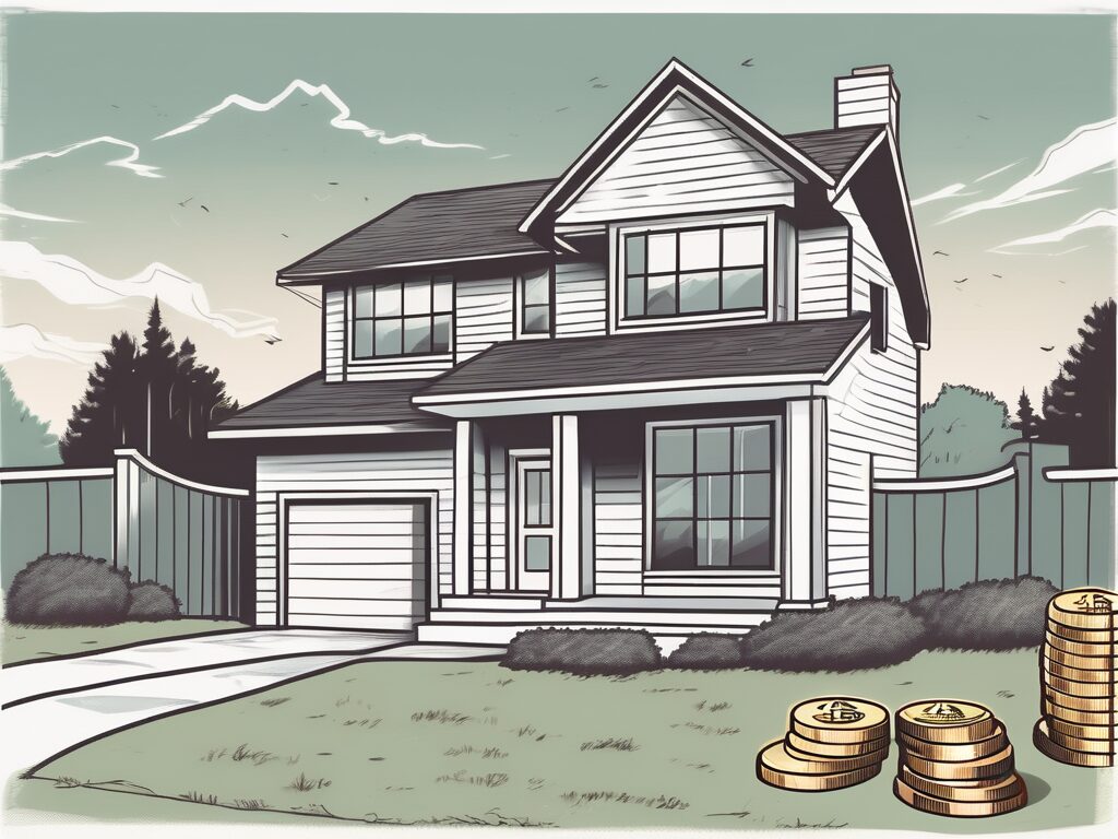 A house with a for sale sign in the front yard