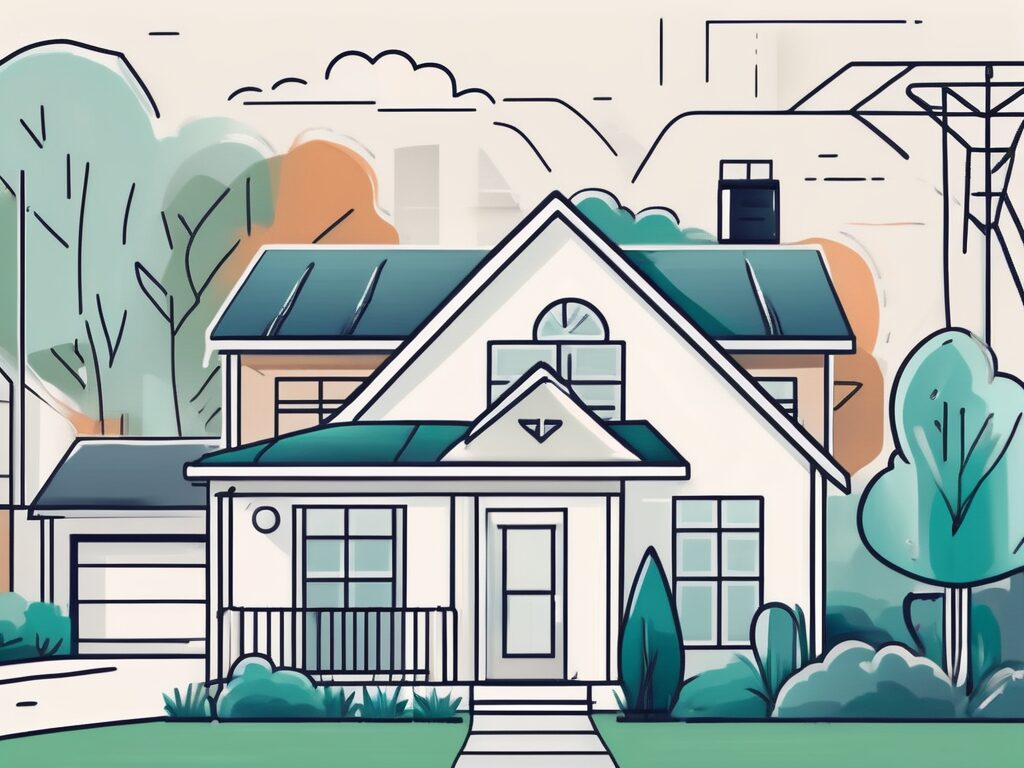 A house with a 'for rent' sign in the front yard