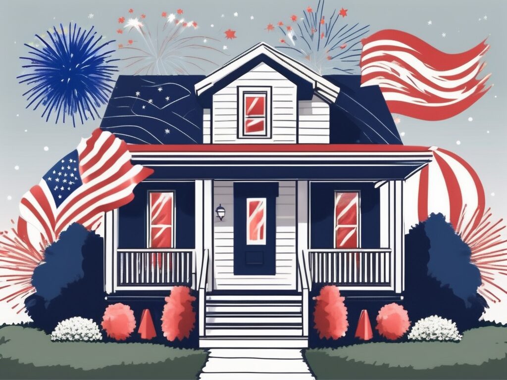 A house adorned with fourth of july decorations