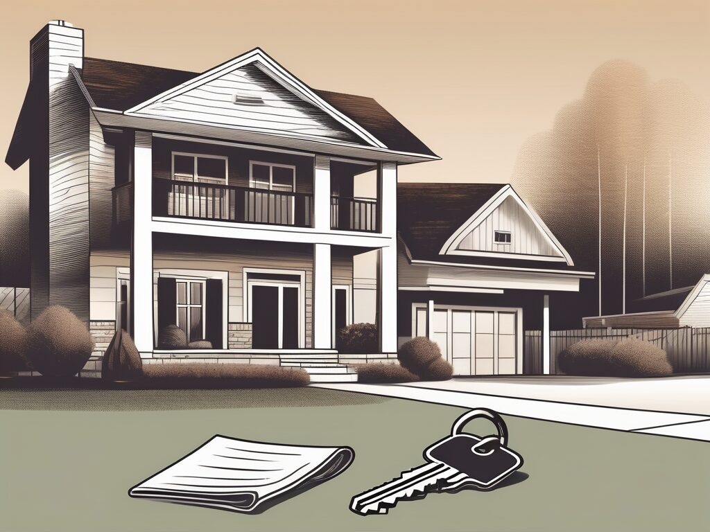 A house with a 'for sale' sign in the yard