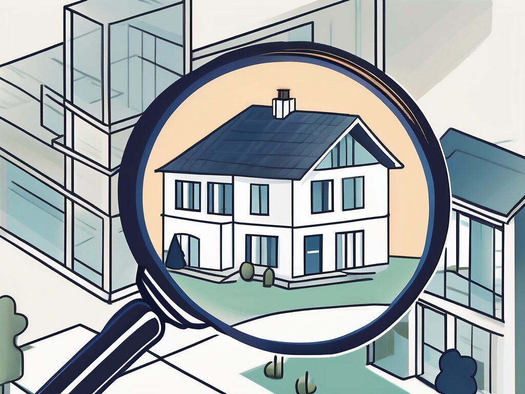 A magnifying glass hovering over a model house