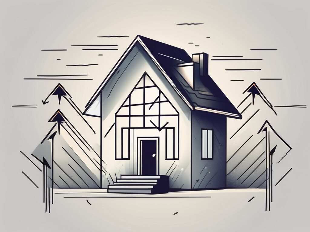 A house with a price tag showing a reduced amount