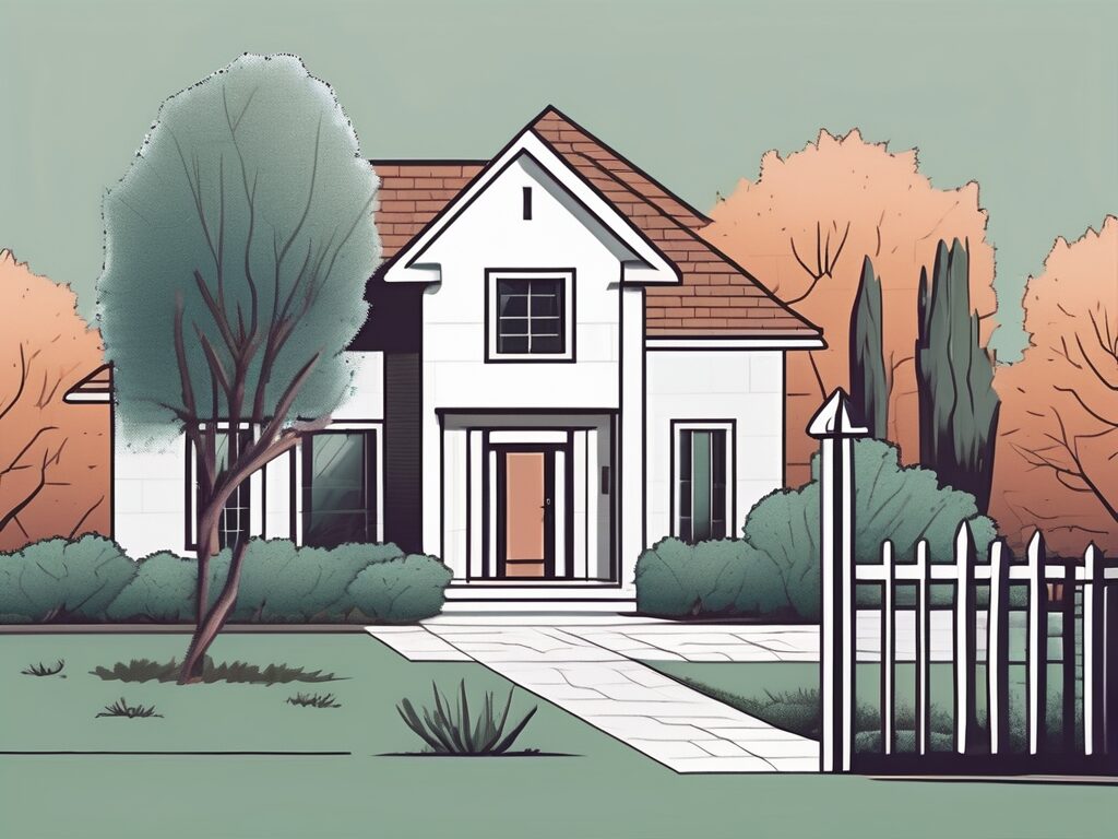 A house with a "for sale" sign in the front yard