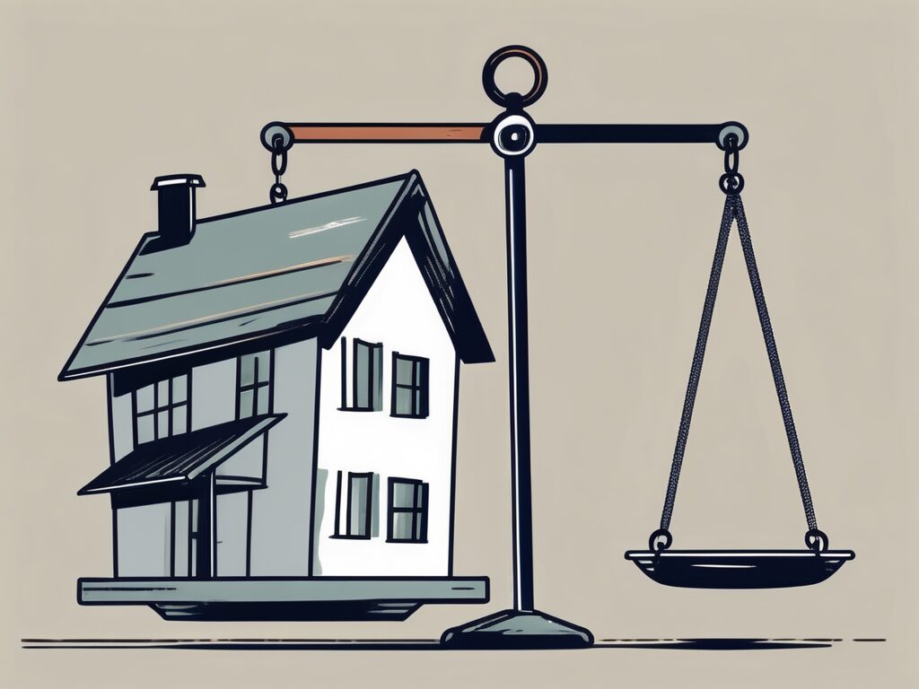 A house with a price tag hanging off it