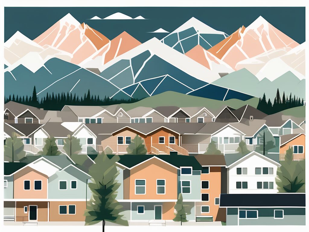 A picturesque colorado landscape featuring a variety of housing options like apartments