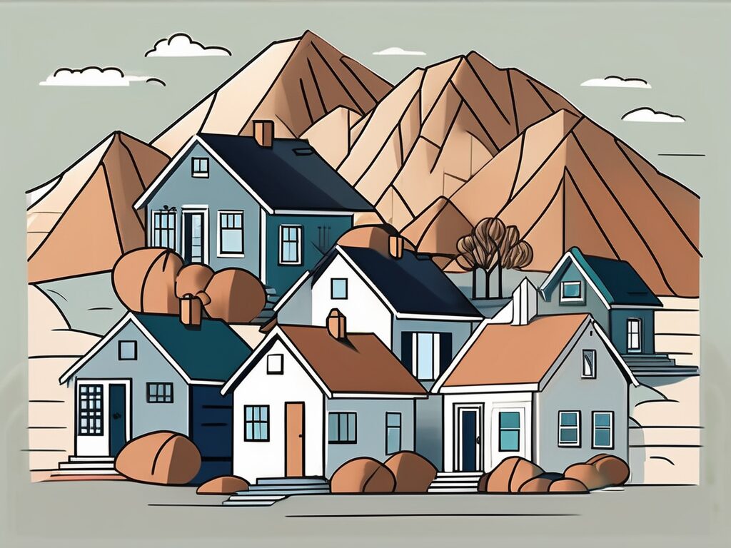 A variety of california-style houses with price tags attached