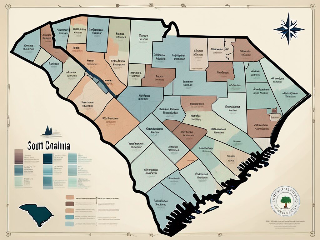 A detailed map of south carolina