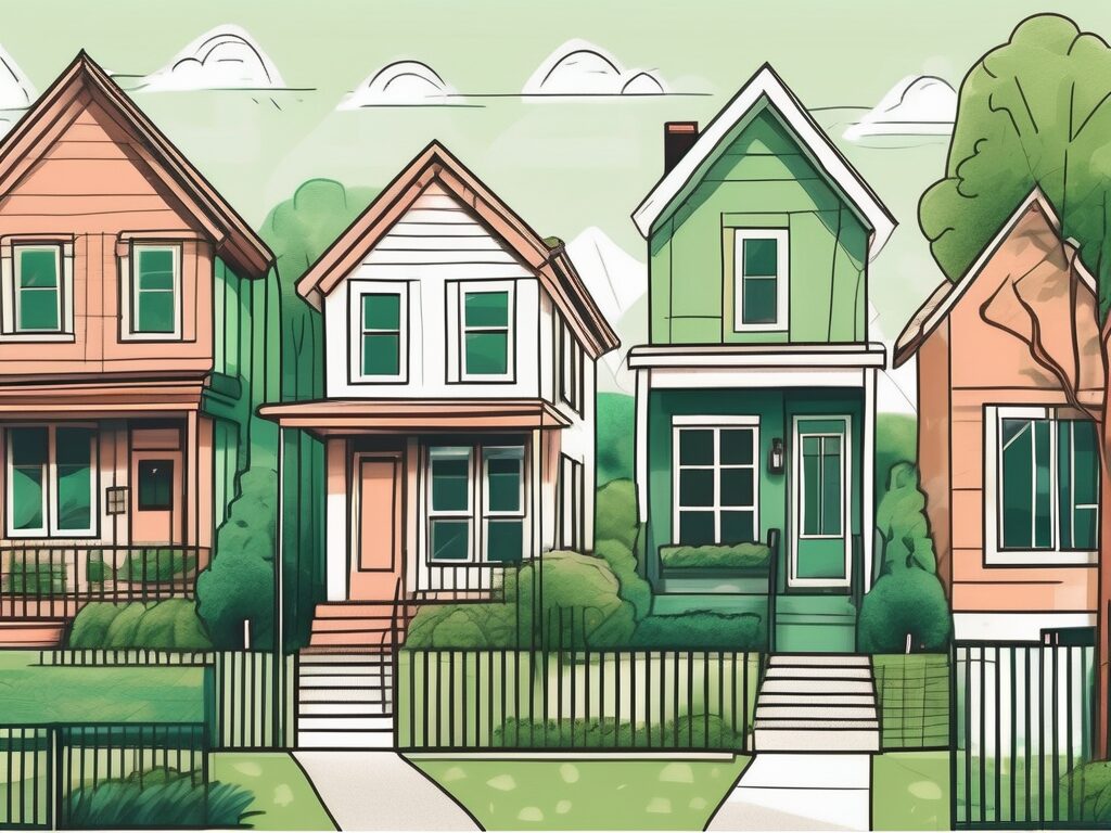 A variety of charming houses with lush green yards