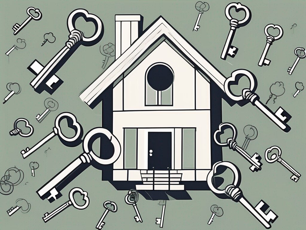 A house with a large key symbolically unlocking it