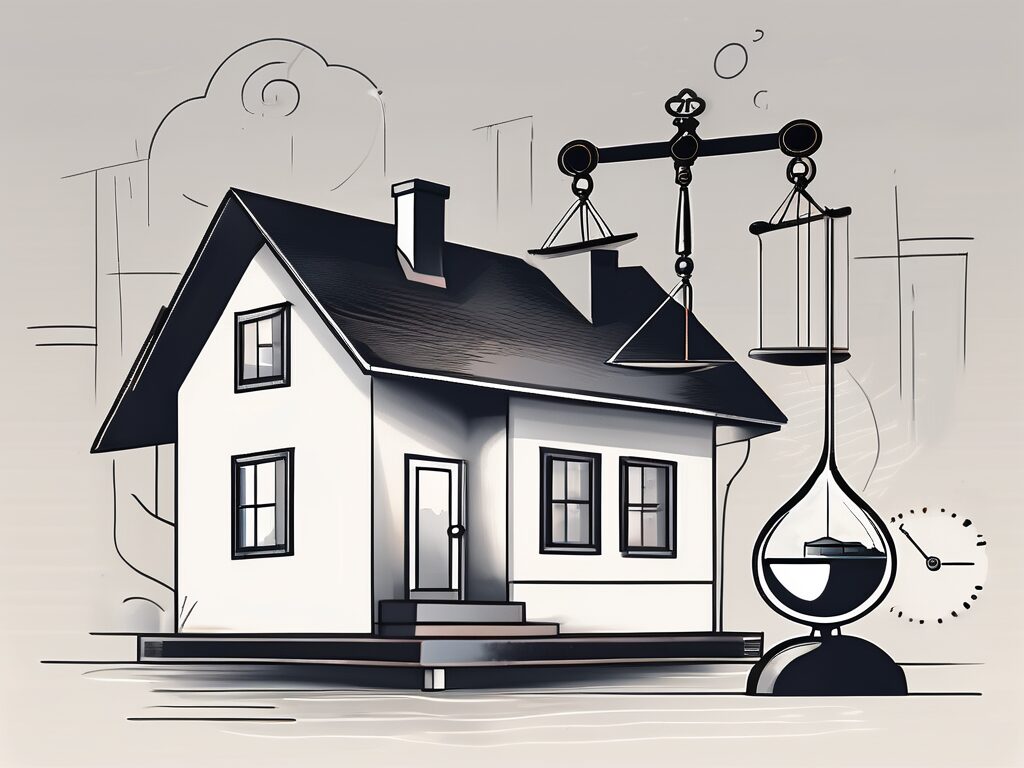 A house with a balance scale on the side