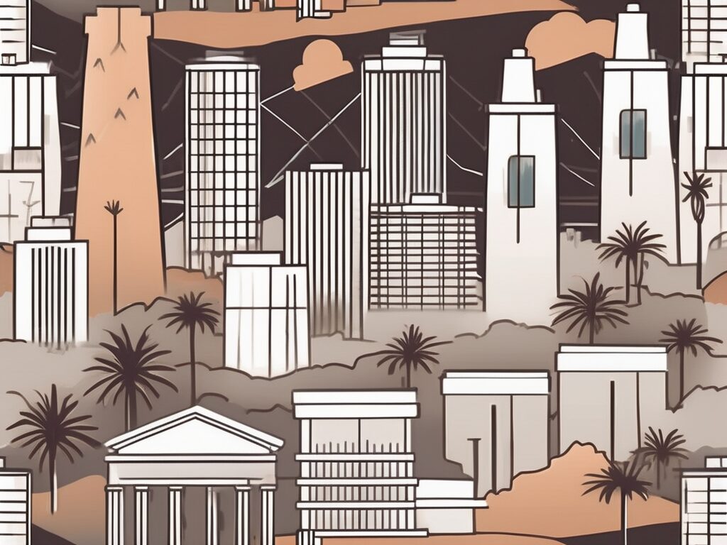 A detailed arizona landscape with iconic landmarks