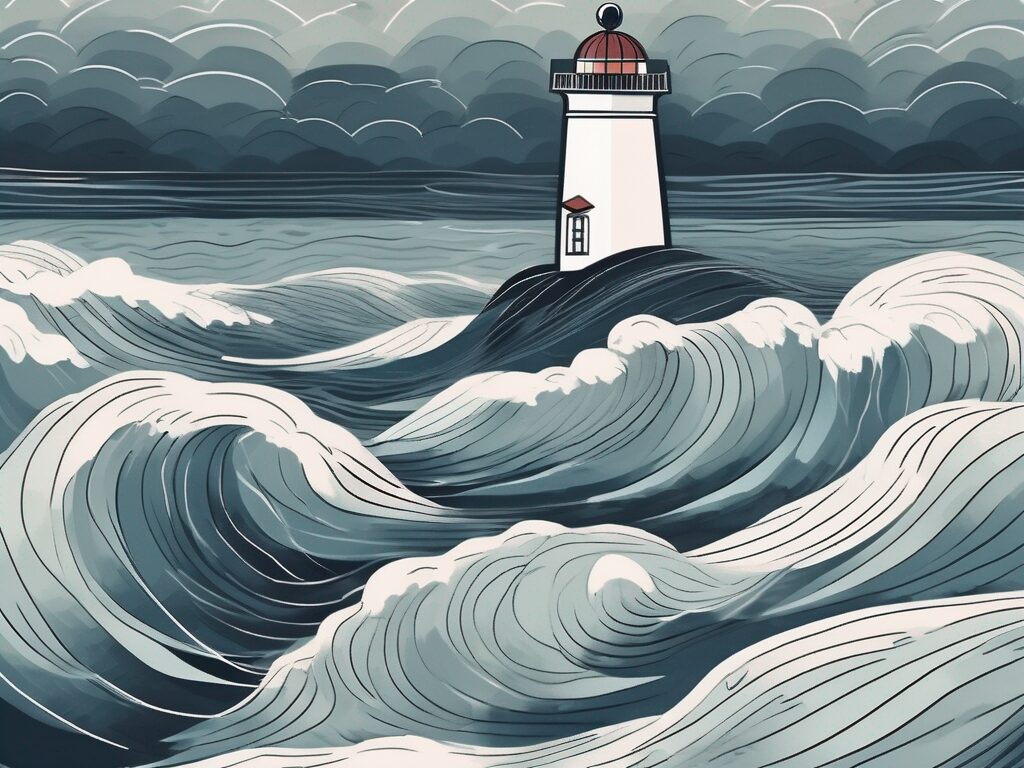 A house in the middle of a stormy sea